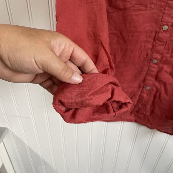 H&M Shirt Womens 2 Mauve Pink Button Down Lightweight‎ Top Cotton Semi Sheer - Picture 5 of 12